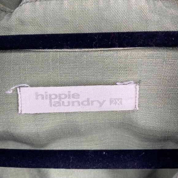 Hippie Laundry Army Green Embroidered Pocket Shirt Jacket Shacket 2X - Picture 5 of 5